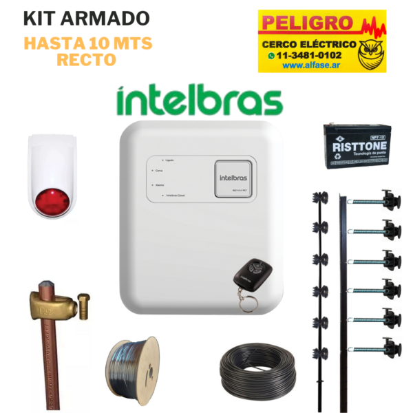Kit Cerco Eléctrico 6 Hilos Hasta 10 Mts. forma Recta sin curvas ni desniveles listo para instalar