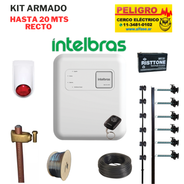 Kit Cerco Eléctrico 6 Hilos Hasta 20 Mts. forma Recta sin curvas ni desniveles listo para instalar