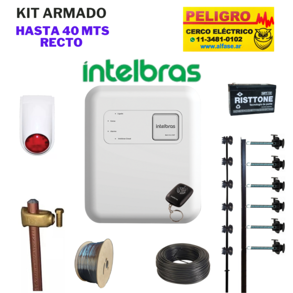 Kit Cerco Eléctrico 6 Hilos Hasta 40 Mts. forma Recta sin curvas ni desniveles listo para instalar