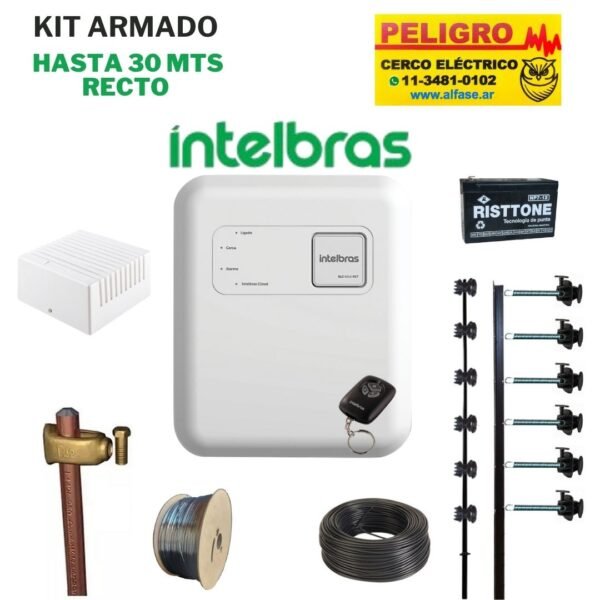Kit Cerco Eléctrico 6 Hilos Hasta 30 Mts. forma Recta sin curvas ni desniveles listo para instalar