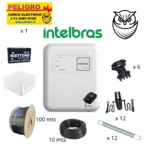 Kit Cerco Eléctrico 6 Hilos Hasta 10 Mts. forma Recta sin curvas ni desniveles listo para instalar sin postes