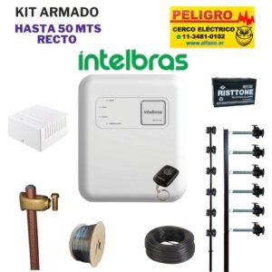 Kit Cerco Eléctrico 6 Hilos Hasta 50 Mts. forma Recta sin curvas ni desniveles listo para instalar